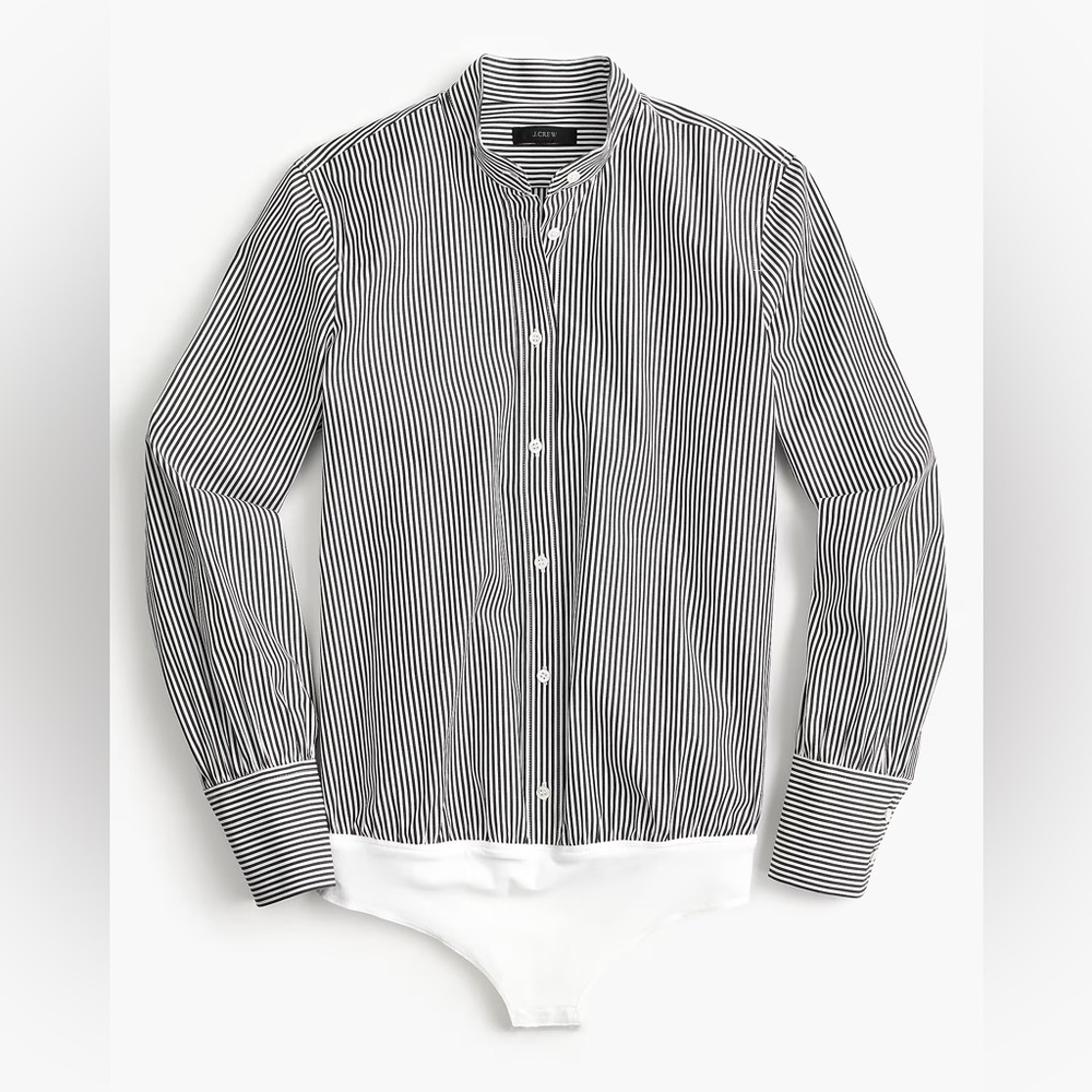 J Crew Stretch Cotton Oxford Perfect Shirt bodysuit Stripe 00P 00